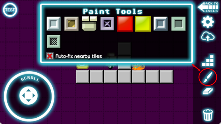 Paint tools icon and editor view