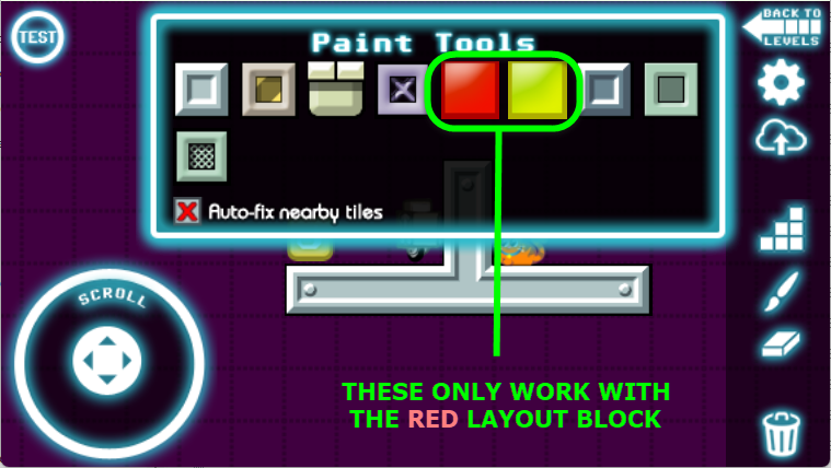 Example of paint tools on different layout blocks